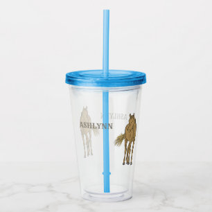 Lichte sorrel Brown Horse Realistic Illustration Acryl Drinkbeker