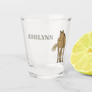 Lichte sorrel Brown Horse Realistic Illustration Shot Glas