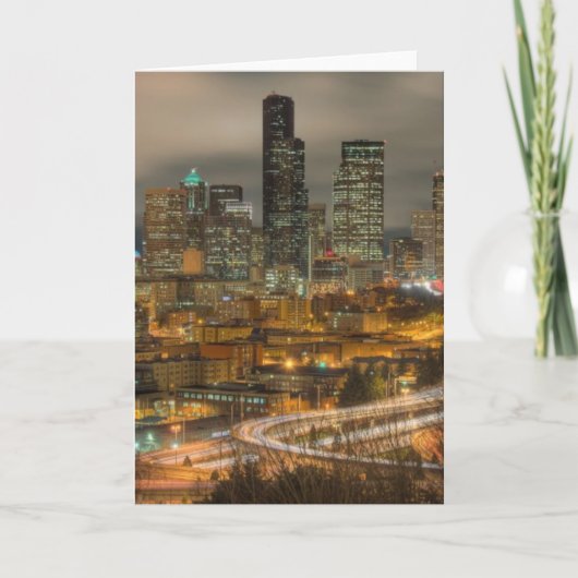 Lichte stroken van auto's bij nacht kaart (Voorkant)