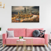 Lichte stromen van auto's 's nachts canvas afdruk (Insitu (Woonkamer))