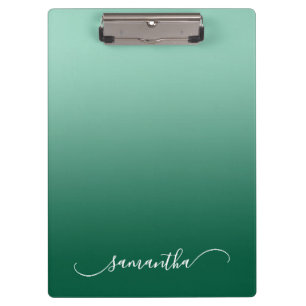 Lichte Teal Jager Groen Ombre Gebogen Swash Naam Klembord