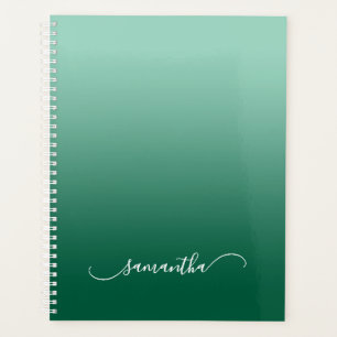 Lichte Teal Jager Groen Ombre Gebogen Swash Naam Planner
