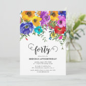 Lichte & Vette Bloemen 40e Verjaardag Kaart (Staand voorkant)