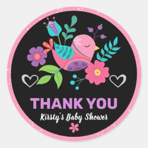 Lichte vogel & bloemige Mexicaanse Fiesta baby sho Ronde Sticker