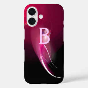 LICHTE VOGELS / PINKFUCHSIA ZWART ABSTRACTE MONOGR iPhone 16 HOESJE