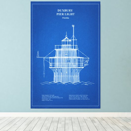 Lichte vuurtoren Duxbury Pier - Massachusetts - AD Canvas Afdruk (Insitu (Houten vloer))