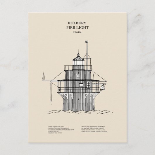 Lichte vuurtoren Duxbury Pier - Massachusetts - SB Briefkaart (Voorkant)