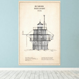 Lichte vuurtoren Duxbury Pier - Massachusetts - SB Canvas Afdruk