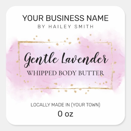 Lichte Waterverf Lavender Afgevreten lichaamstante Vierkante Sticker (Voorkant)