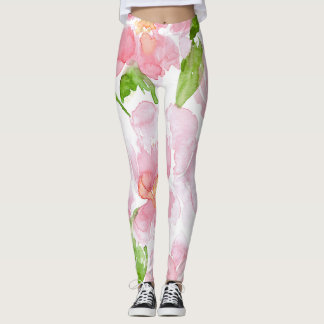 Lichte Waterverf Peony Bouquet Leggings