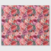 Lichte Waterverf Rozen Wrapping Paper Roll Cadeaupapier (Vlak)