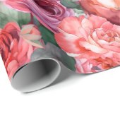 Lichte Waterverf Rozen Wrapping Paper Roll Cadeaupapier (Rol Hoek)