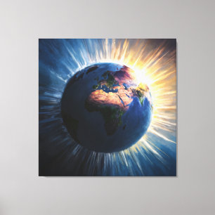*~* Lichte Wereld Planeet Aarde Kosmische AP70 Canvas Afdruk