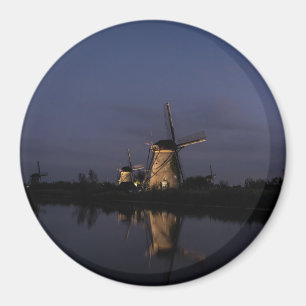 Lichte windmolen bij Blauwe Uur-ronde magneet