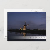 Lichte windmolen bij briefkaart met blauw-uurstang (Voorkant / Achterkant)