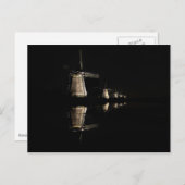 Lichte windmolens in het briefkaart Kinderdijk (Voorkant / Achterkant)