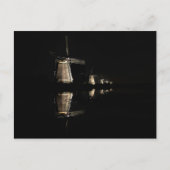 Lichte windmolens in het briefkaart Kinderdijk (Voorkant)