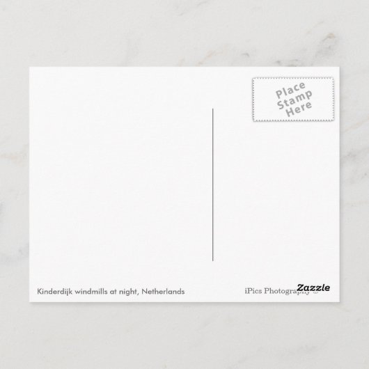 Lichte windmolens in Nederlands wit briefkaart (Achterkant)