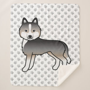 Lichte wolfgrijze Siberische Husky Cute Cartoon Ho Sherpa Deken