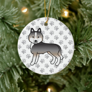 Lichte wolfgrijze Siberische Husky Schattige Carto Keramisch Ornament