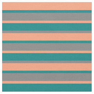 Lichte zalm, Blauwgroen en grijze gekleurde strepe Stof