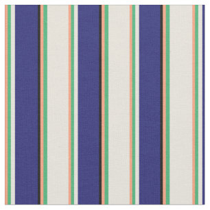 Lichte zalm, Zee groen, beige, blauw en zwart Stof