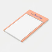 Lichte zalmachtergrond en donkere late blauwe naam post-it® notes (Schuin)