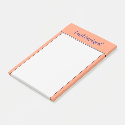 Lichte zalmachtergrond en donkere late blauwe naam post-it® notes (Schuin)