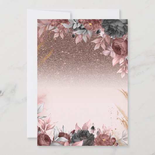 Lichten, chique bloemen glitter 80ste verjaardag kaart (Achterkant)