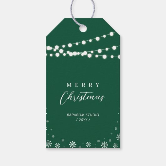 Lichten en Sneeuwgroene, prettige kerstbusiness-Lo Cadeaulabel (Voorkant)