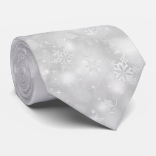 Lichten en sneeuwvlokken, zilver - kerstStropdasse Stropdas