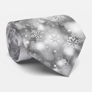 Lichten en sneeuwvlokken, zilver - kerstStropdasse Stropdas