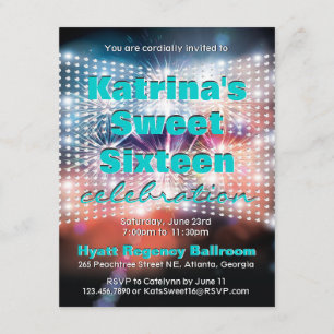 Lichten en vuurwerk Sweet Sixteen uitnodigen Kaart