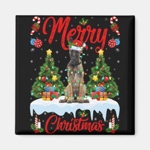 Lichten Kerstboom Kerstman Belgische Malinois Hond Magneet
