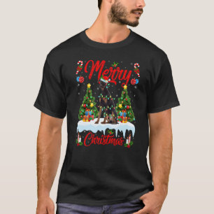 Lichten Kerstboom Kerstman Dobermann Pinscher Hond T-shirt