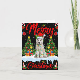 Lichten Kerstboom Kerstman Siberische Husky Hond K Kaart