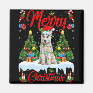 Lichten Kerstboom Kerstman Siberische Husky Hond K Magneet
