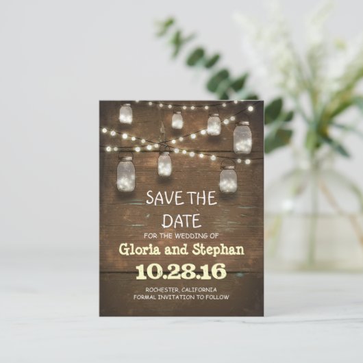 lichten & metselaarskruiken SAVE THE DATE briefkaa Aankondigingskaart (Staand voorkant)