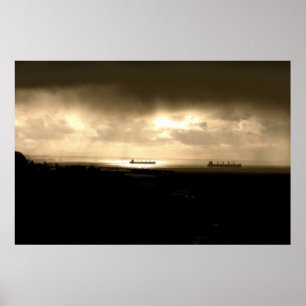 Lichten op de rivier poster