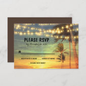 lichten palmen strand zonsondergang bruiloft RSVP (Voorkant / Achterkant)