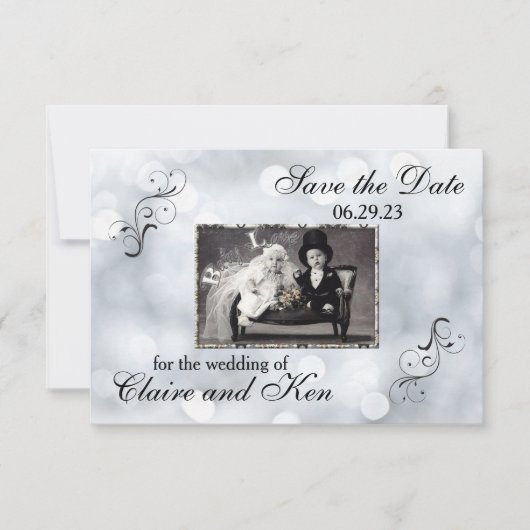 Lichten Sneeuw Glitter Sparkles - 3x5 Save the Dat Date (Voorkant)