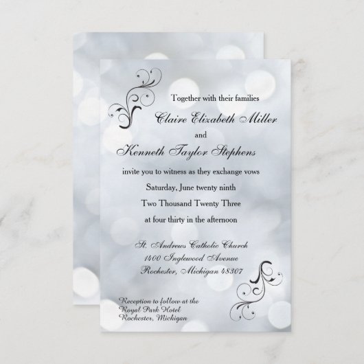 Lichten Sneeuw Glitter Sparkles-3x5bruiloft uitnod Kaart (Voorkant / Achterkant)