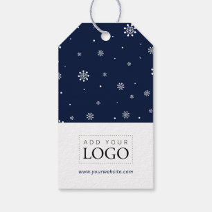 Lichten & Sneeuw Navy Prettig Kerstmis Zakelijk Lo Cadeaulabel