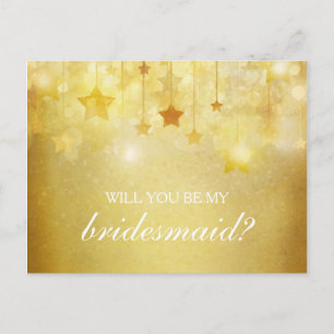 Lichtend gouden sterren zul je mijn bruidsmeisje z uitnodiging briefkaart