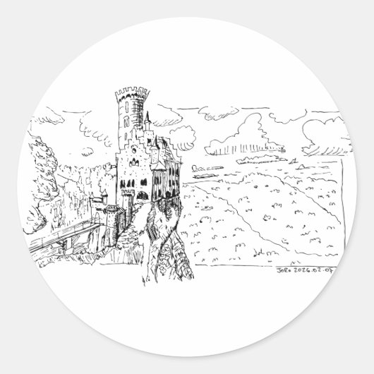 Lichtenstein Castle Ronde Sticker (Voorkant)