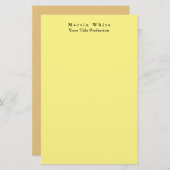 Lichtgeel Elegant Professioneel Modern Briefpapier (Voorkant / Achterkant)