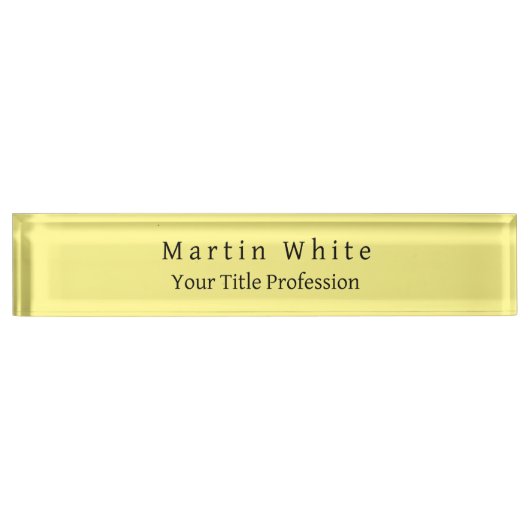 Lichtgeel Elegant Professioneel Modern Naambordje (Voorkant)