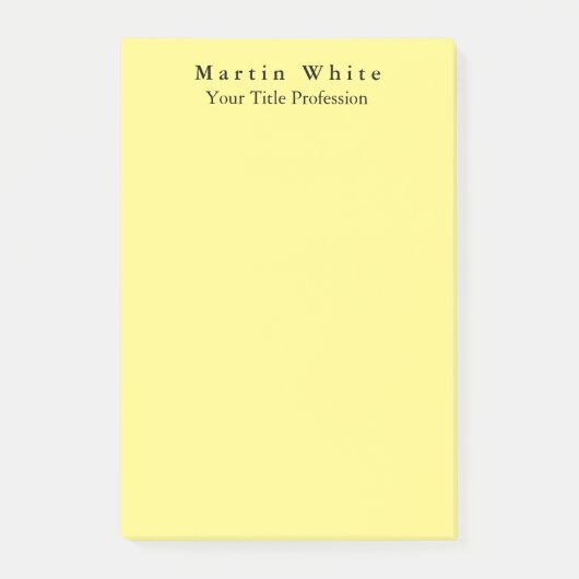 Lichtgeel Elegant Professioneel Modern Post-it® Notes (Voorkant)