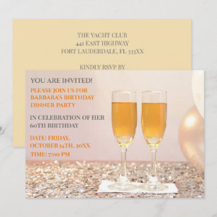 Lichtgeel goud 60ste verjaardag champagne kaart