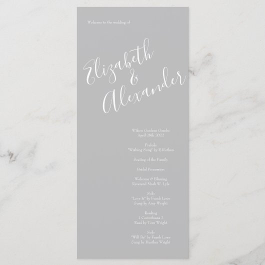 Lichtgeel & Grijs Roos Bloemen Trouwprogramma's Menu (Voorkant)